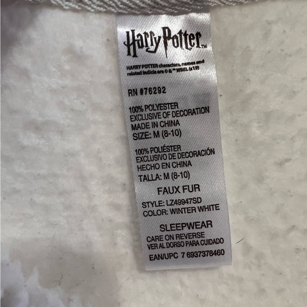 Hogwarts Medium Faux Fur Fleece Long Sleeve Shirt Harry Potter Casual Sleepwear - Picture 6 of 7